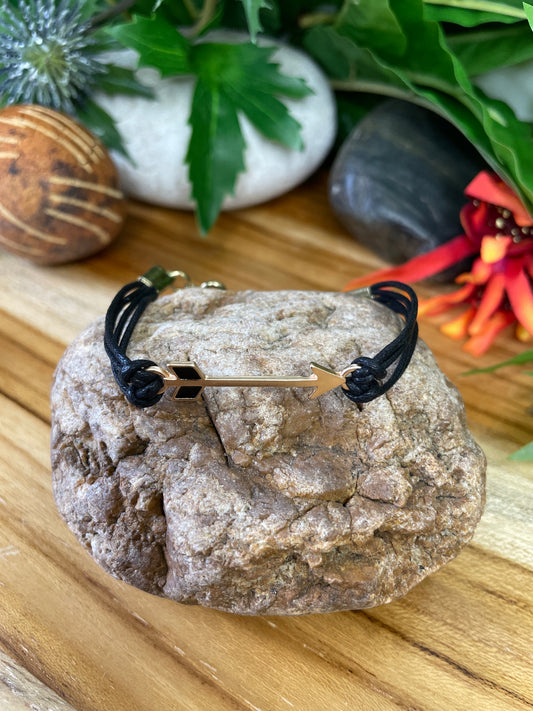 Arrow, Antique Metal Inspirational Quoted Bracelet. Hemp