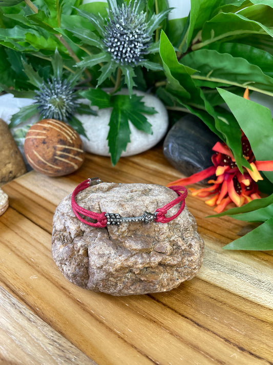 Arrow w/ Stones, Red Hemp Inspirational Quoted Bracelet