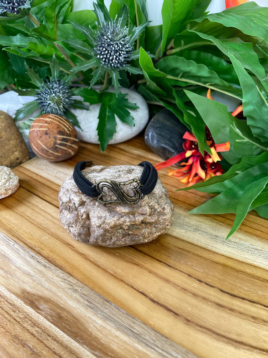 Double Hearted, Black Suede Inspirational Quoted Bracelet.