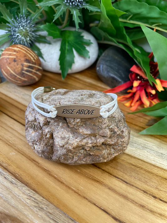 Rise Above, Antique Metal Inspirational Quoted Bracelet.