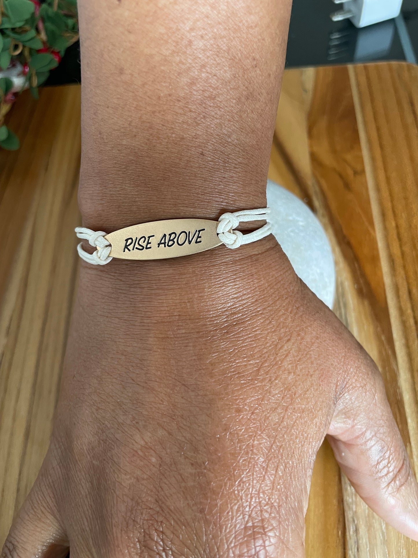 Rise Above, Antique Metal Inspirational Quoted Bracelet.