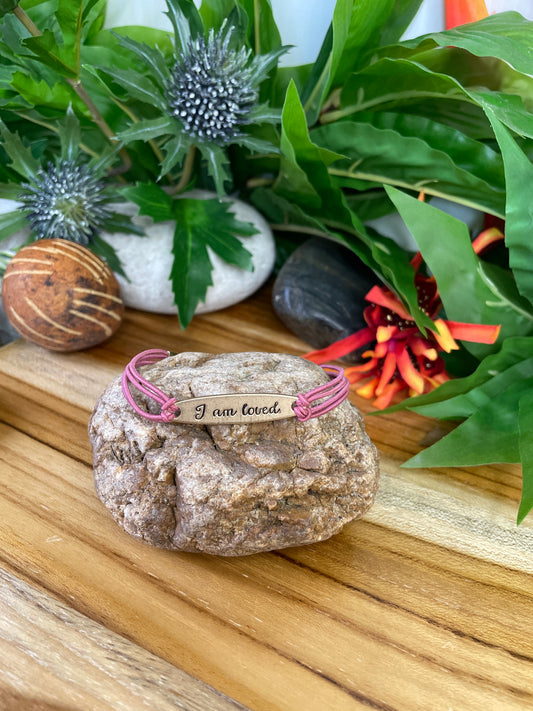 I Am Loved, Antique Metal Inspirational Quoted Bracelet.