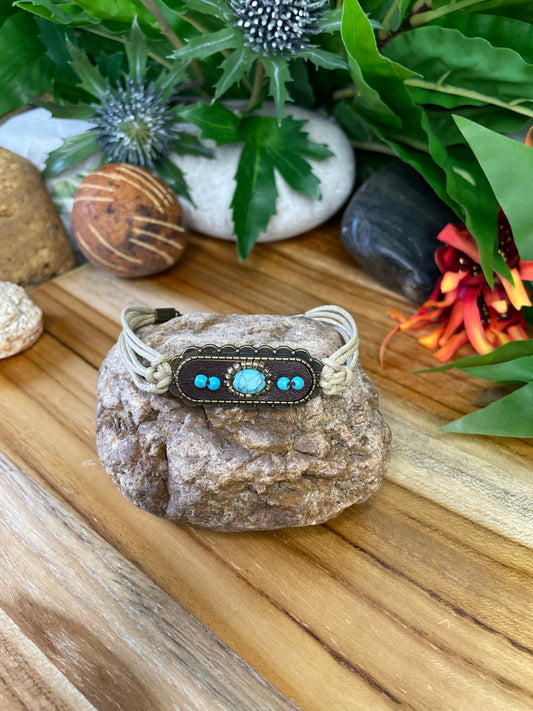 Royal Antique Plated, Leather, Beige Hemp Corded Inspirational Bracelet