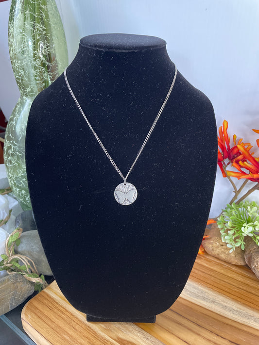 Butterfly, Silver Metal Necklace.
