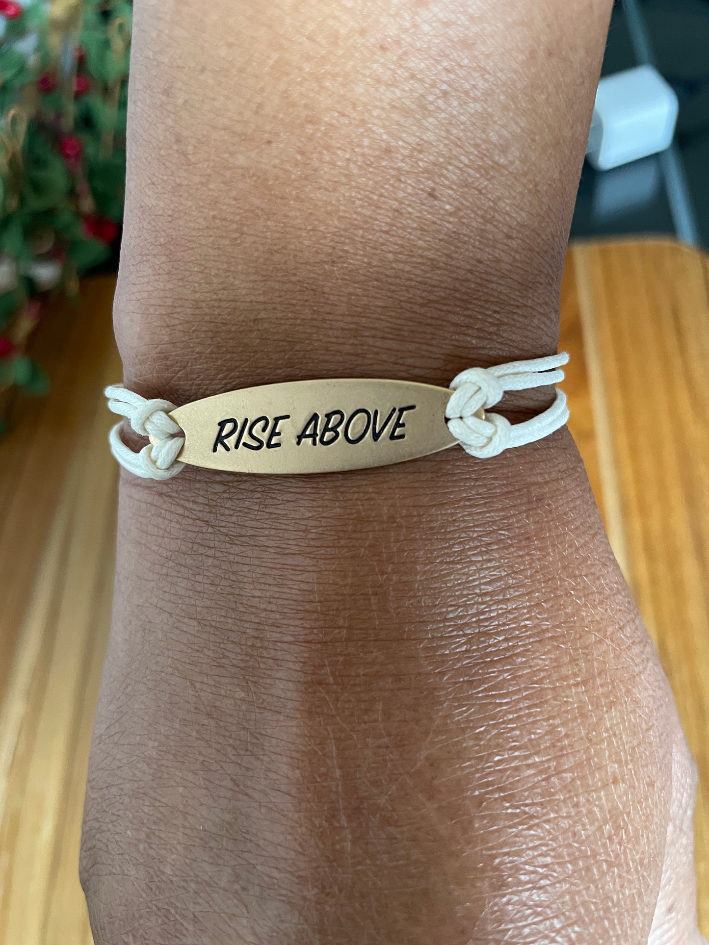 Rise Above, Antique Metal Inspirational Quoted Bracelet.