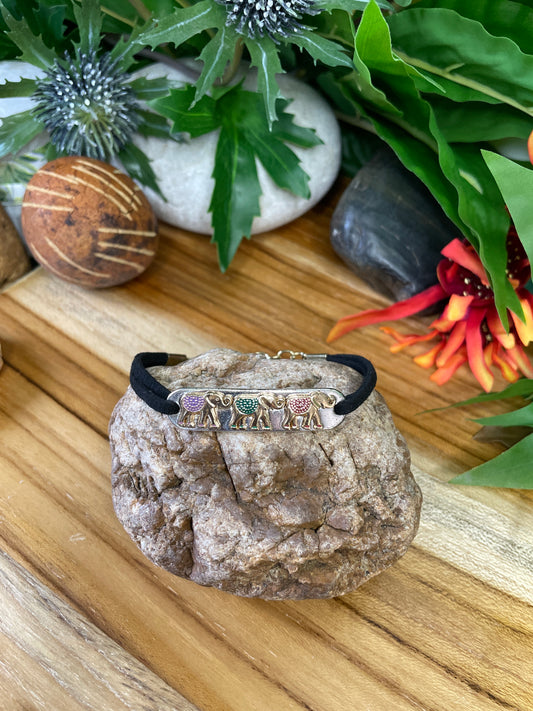 Elephants Gold, Silver Metal Inspirational Quoted Bracelet.