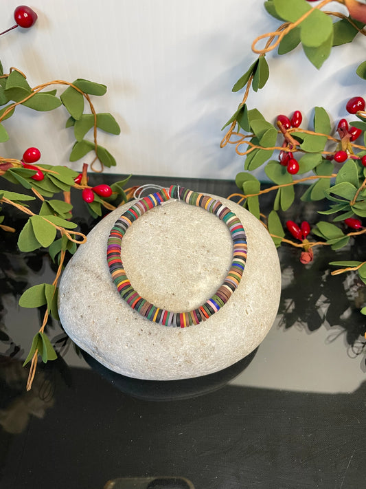 Clay, Dark Multi Colors, Healing Bracelet.