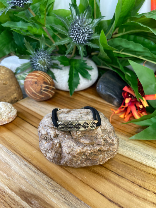 Rhombus Shapes, Gold Metal Inspirational Quoted Bracelet.