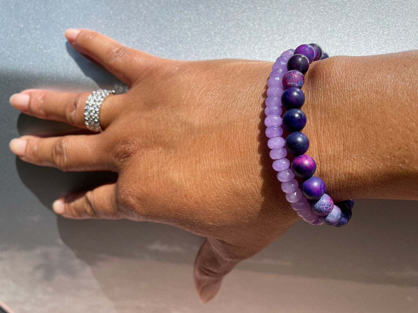 Agate, Light Purple Stones Healing Bracelet.
