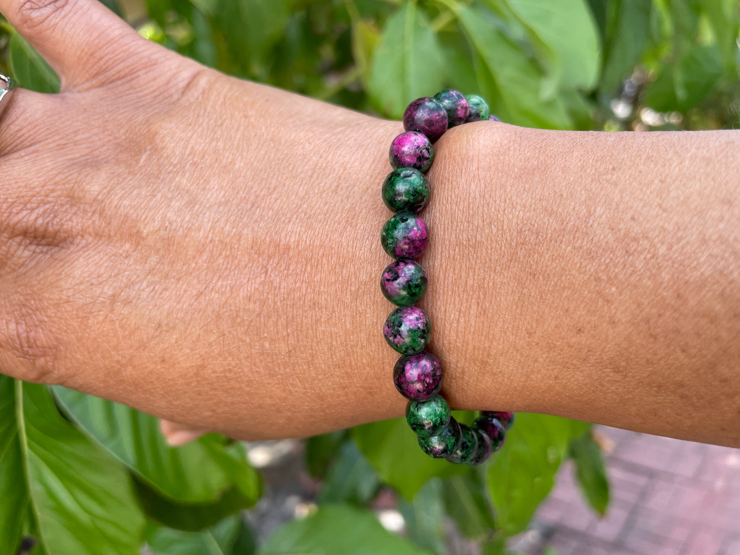 Jasper Stone, “Green & Rose” Healing Bracelet..