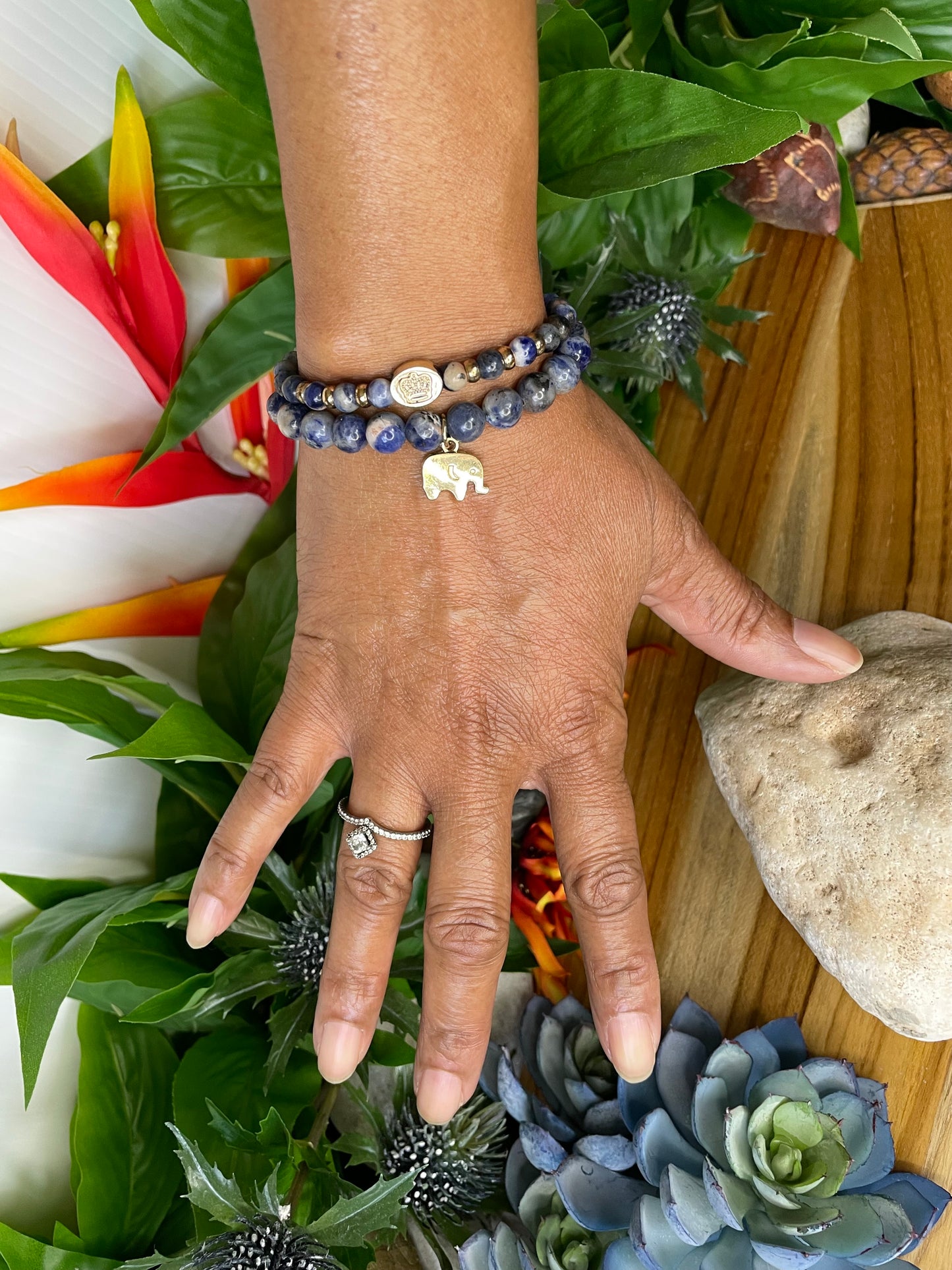 Sodalite w/Gold Crown, Healing Bracelet.