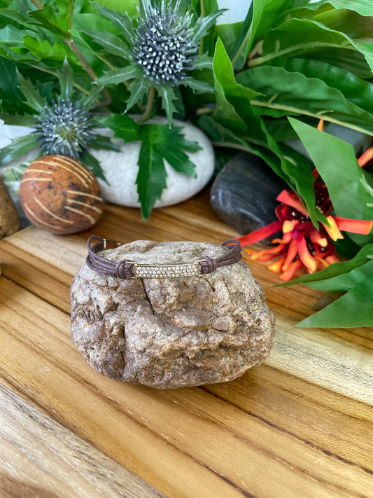 Buckle, Brown Hemp, Gold Metal Inspirational Bracelet.