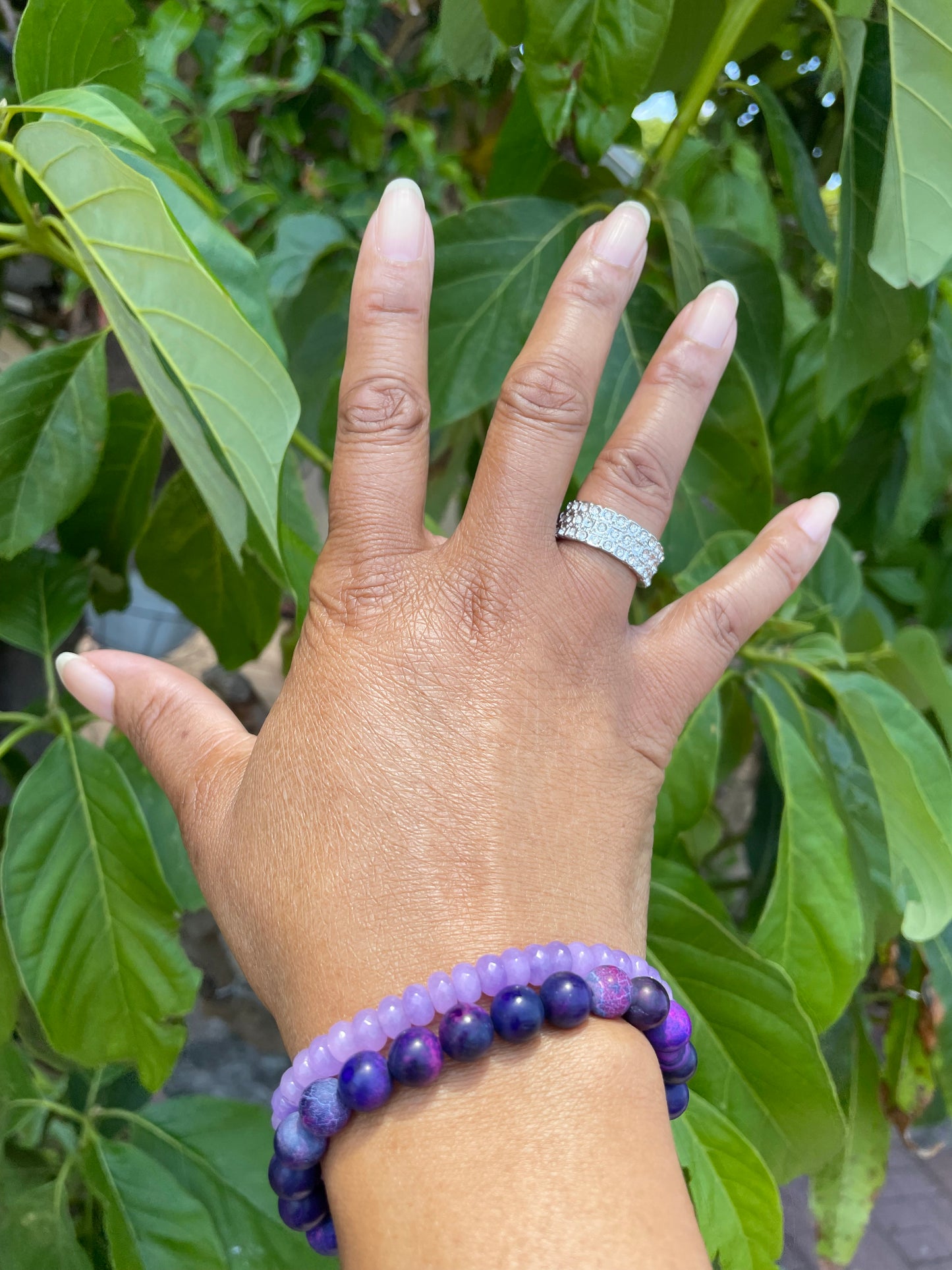 Agate, Light Purple Stones Healing Bracelet.