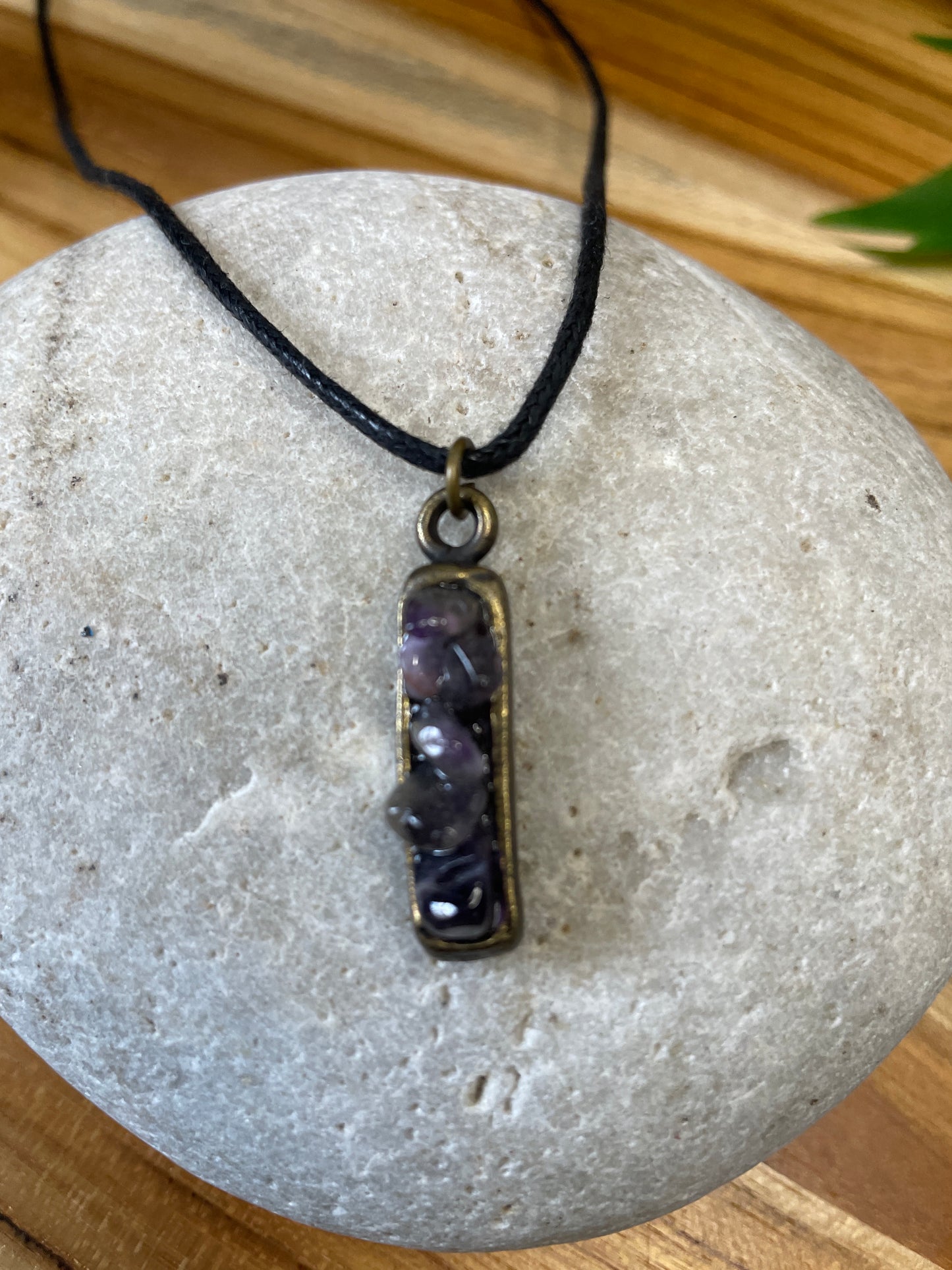 Amethyst, Antique Copper Plated Necklace.