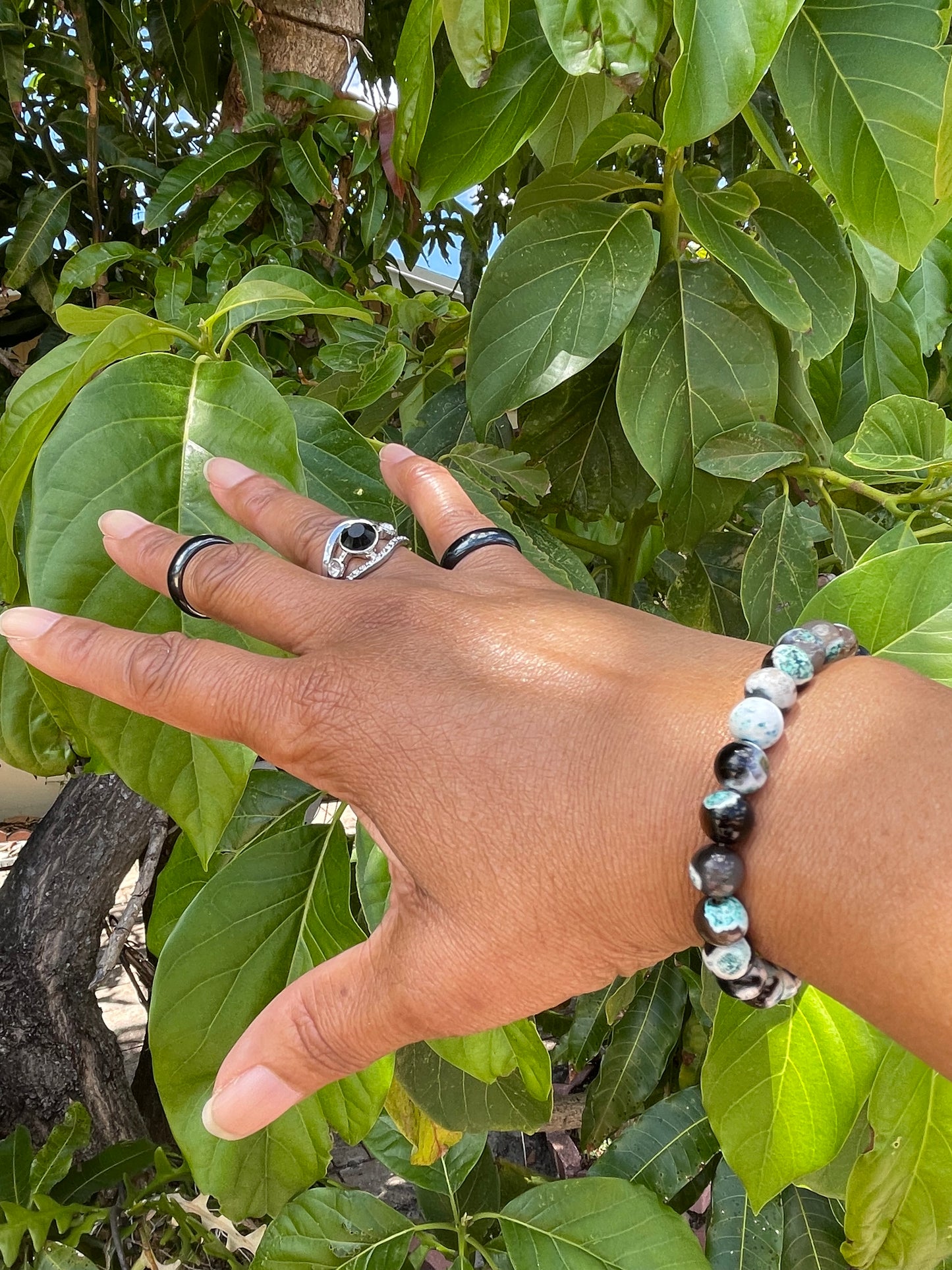 Agate Stone “Lime Green, Black” , Healing Bracelet.