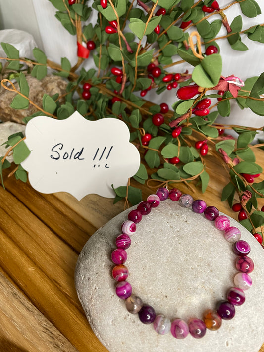 Agate, “Purple & Grey Stones”, Healing Bracelet.
