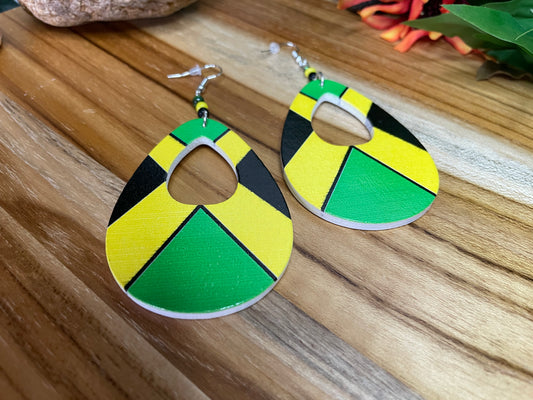 Jamaican Wooden Oval Earrings.