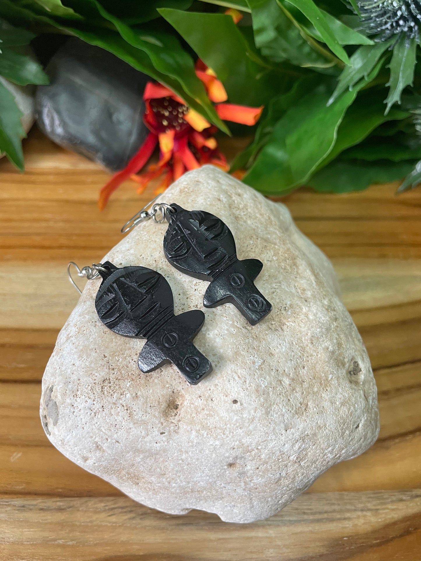 African Wooden Earrings.