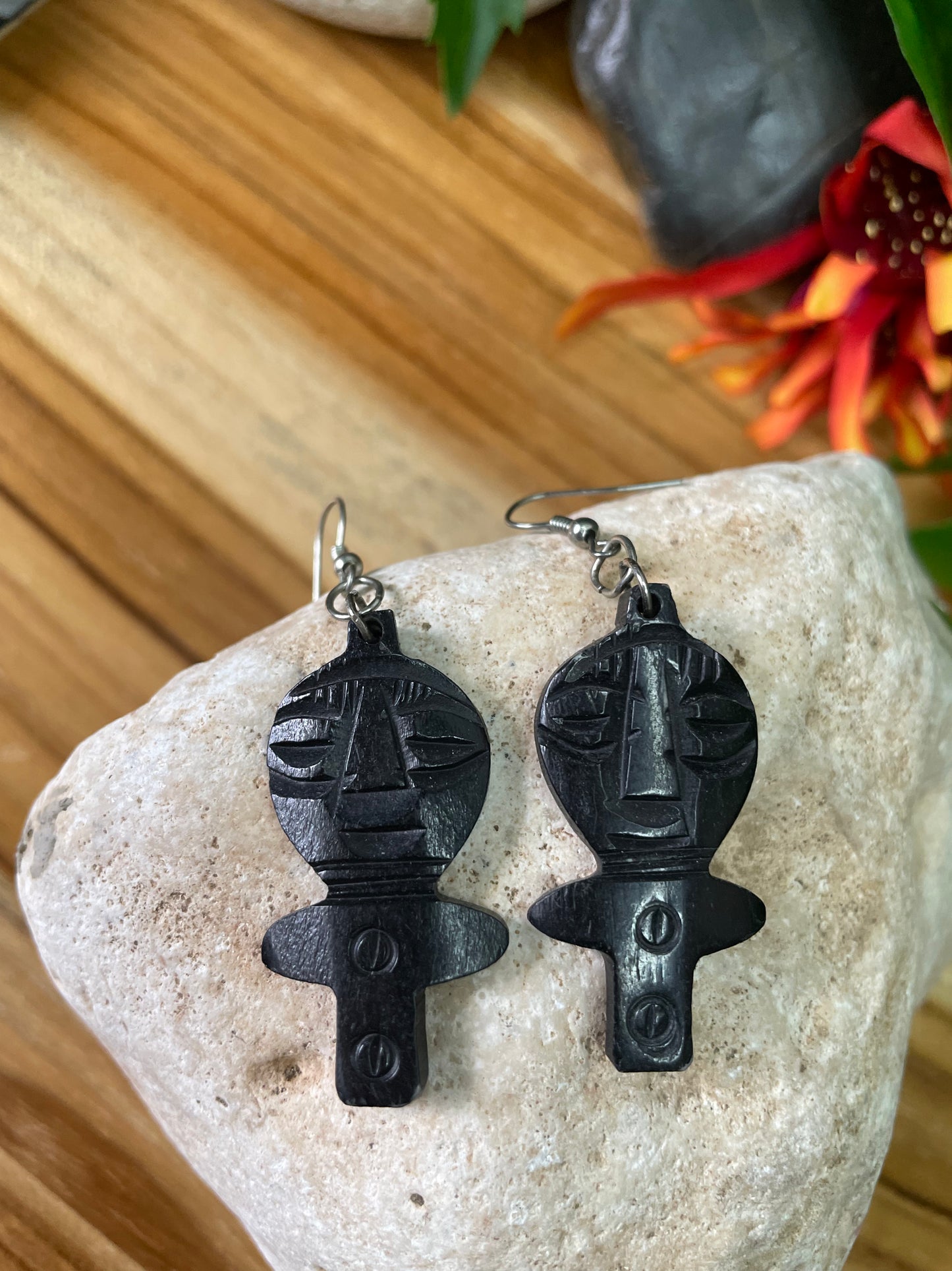 African Wooden Earrings.