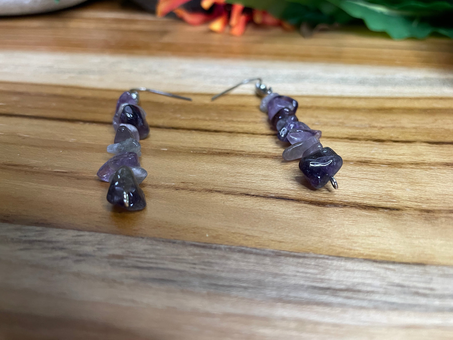 Amethyst Chipped Stones Earrings.