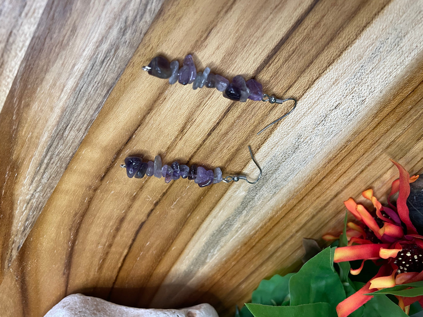 Amethyst Chipped Stones Earrings.