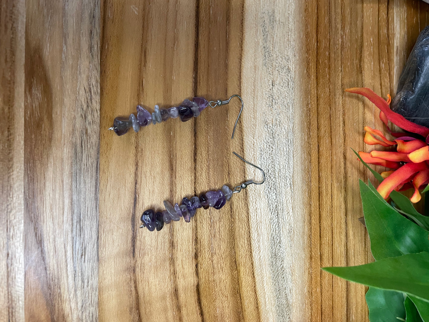 Amethyst Chipped Stones Earrings.