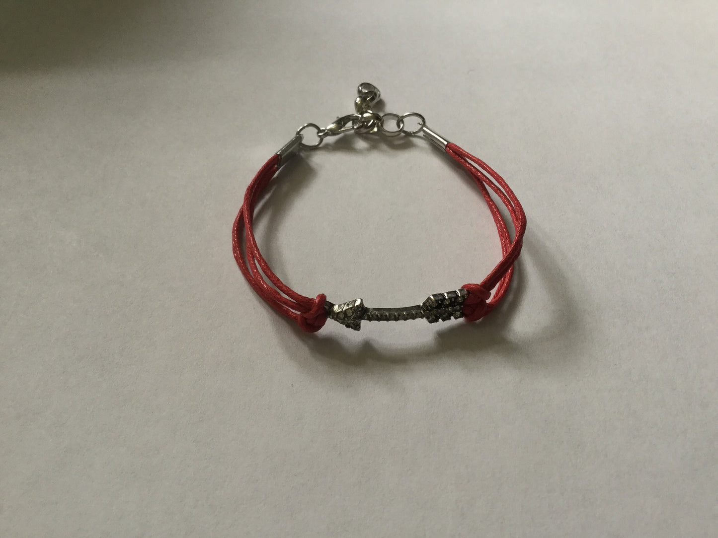 Arrow w/ Stones, Red Hemp Inspirational Quoted Bracelet