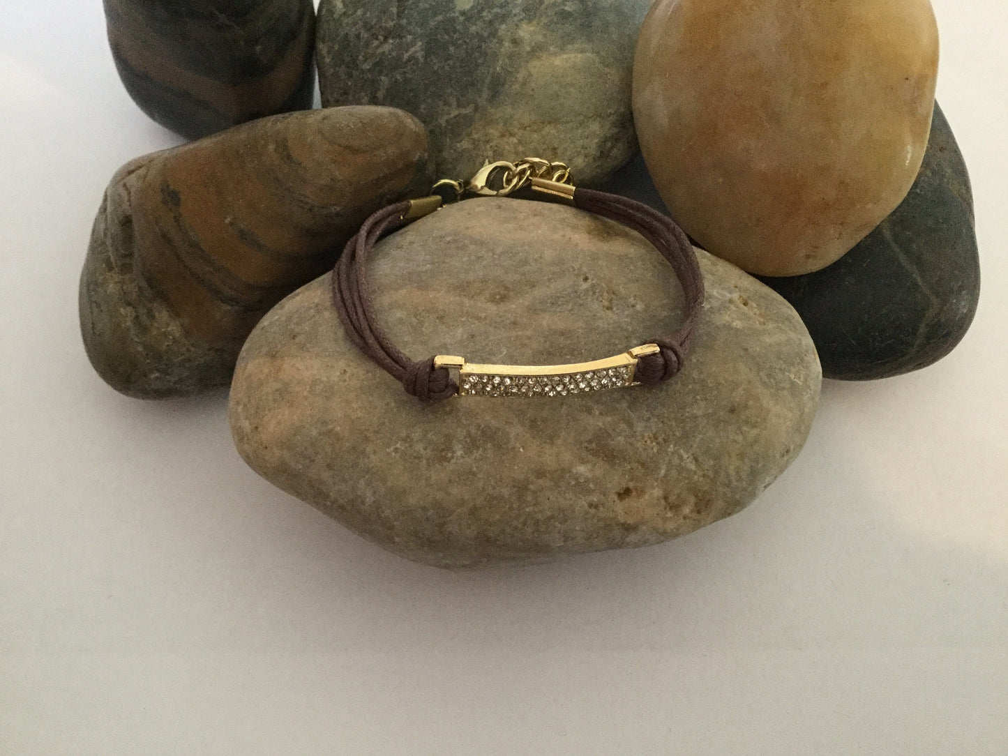 Buckle, Brown Hemp, Gold Metal Inspirational Bracelet.