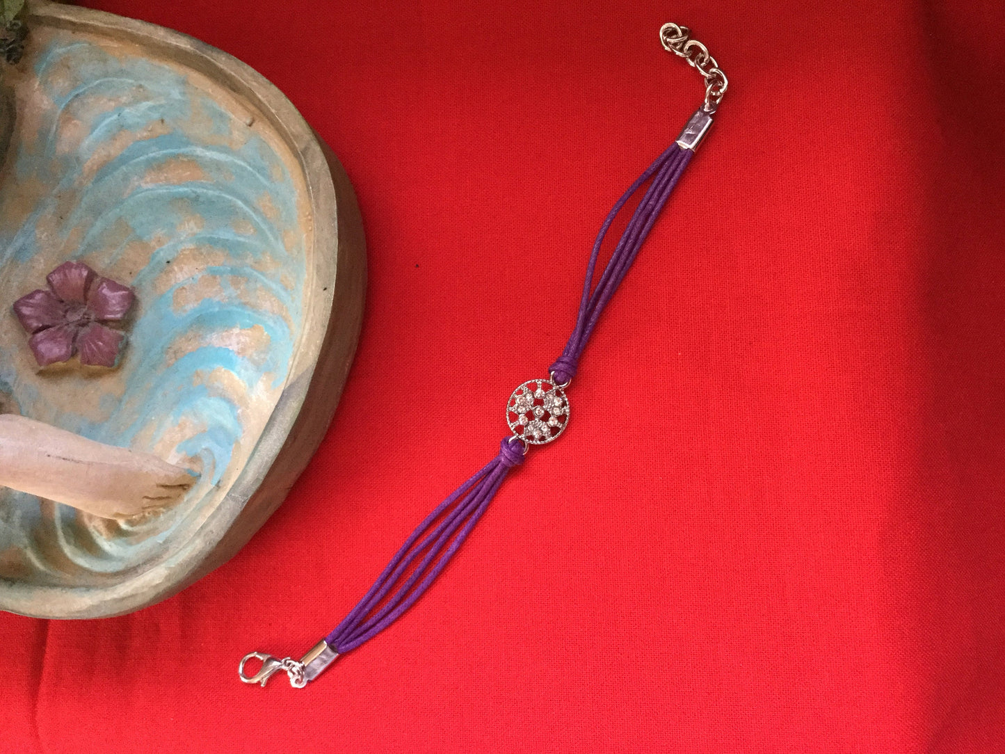 Pendant, Silver w/Purple Hemp Inspirational Quoted Bracelet.