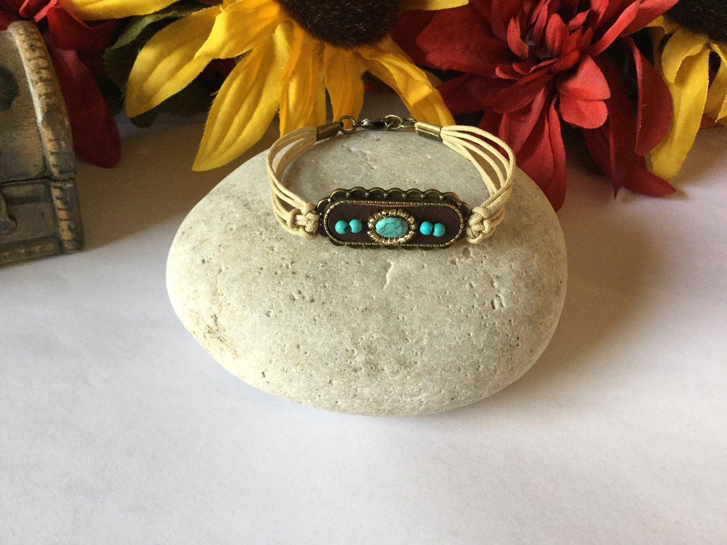 Royal Antique Plated, Leather, Beige Hemp Corded Inspirational Bracelet
