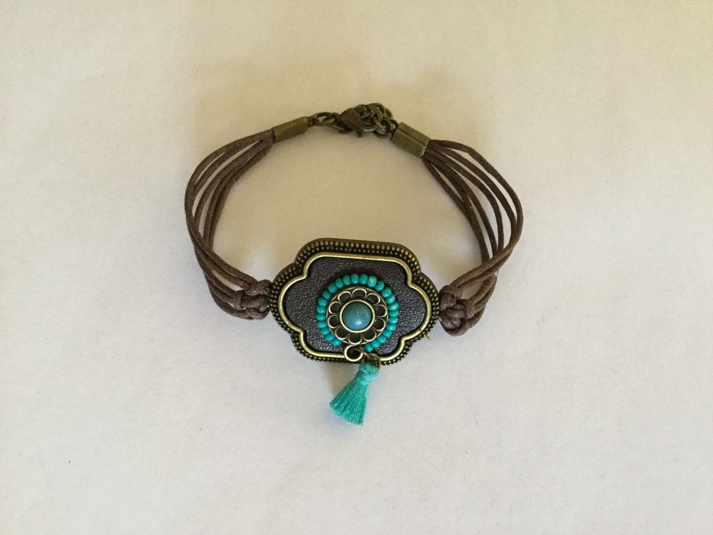 Royal Antique Plated, Leather, Brown Hemp Corded Inspirational Bracelet