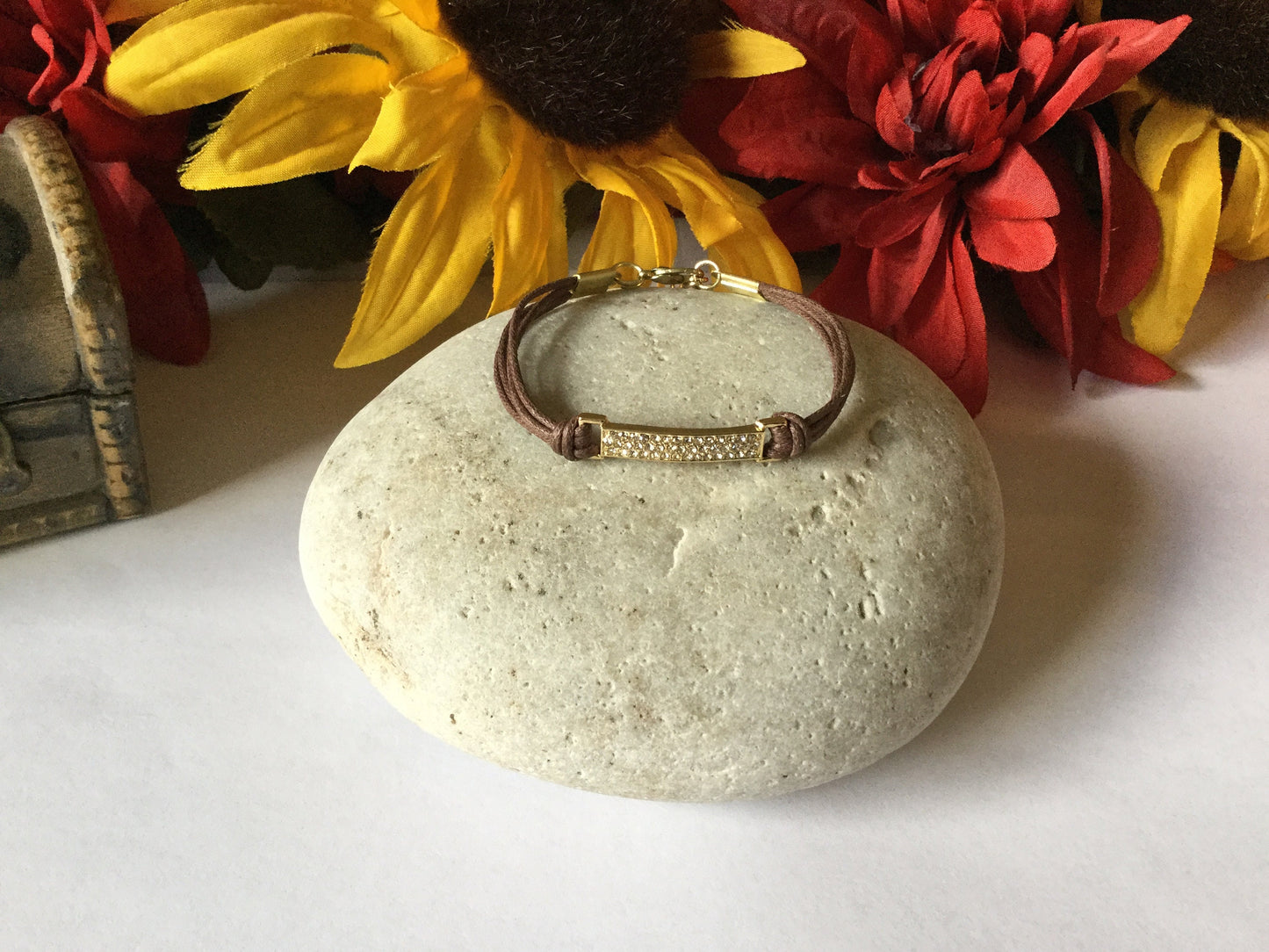 Buckle, Brown Hemp, Gold Metal Inspirational Bracelet.