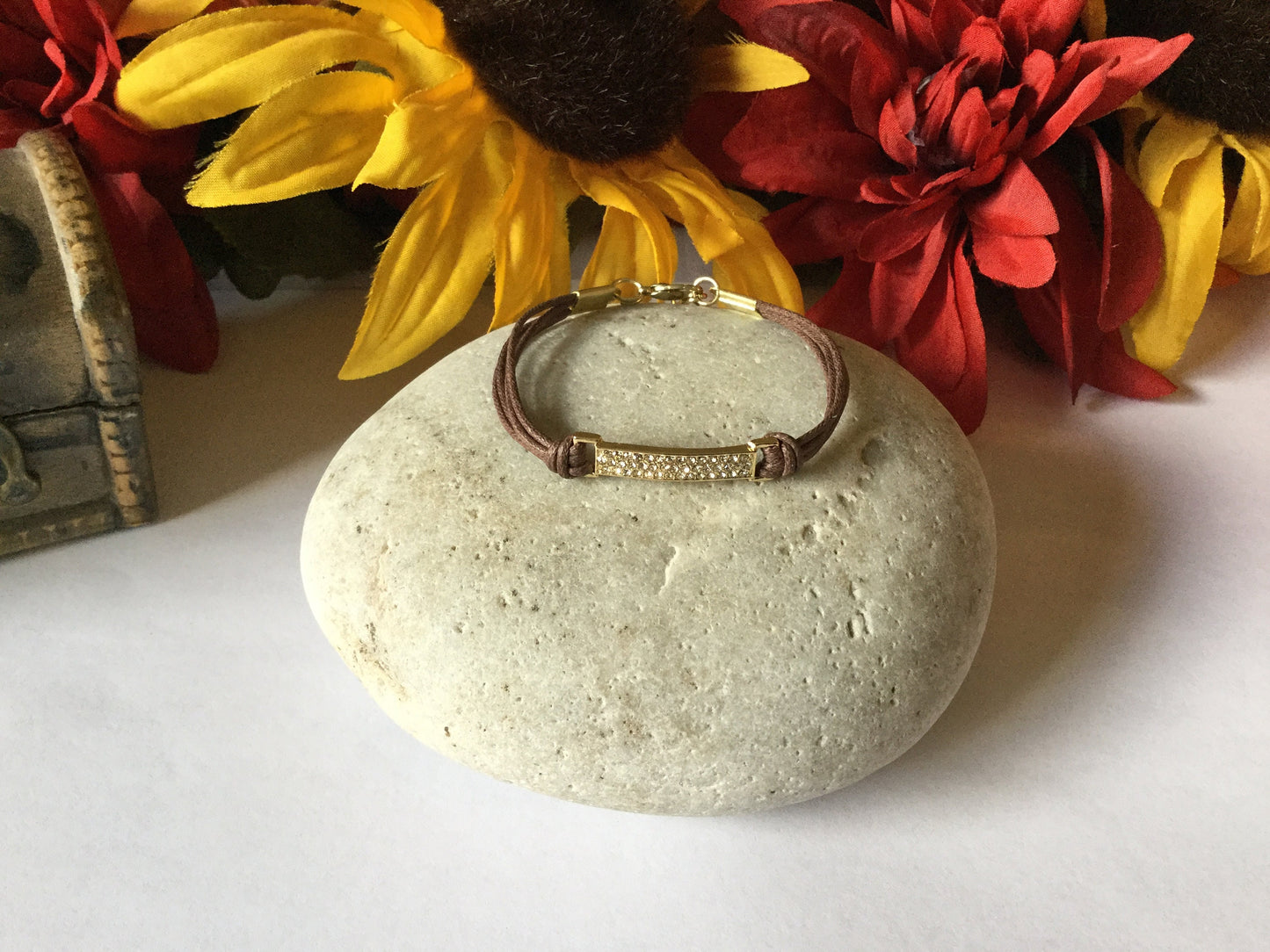 Buckle, Brown Hemp, Gold Metal Inspirational Bracelet.