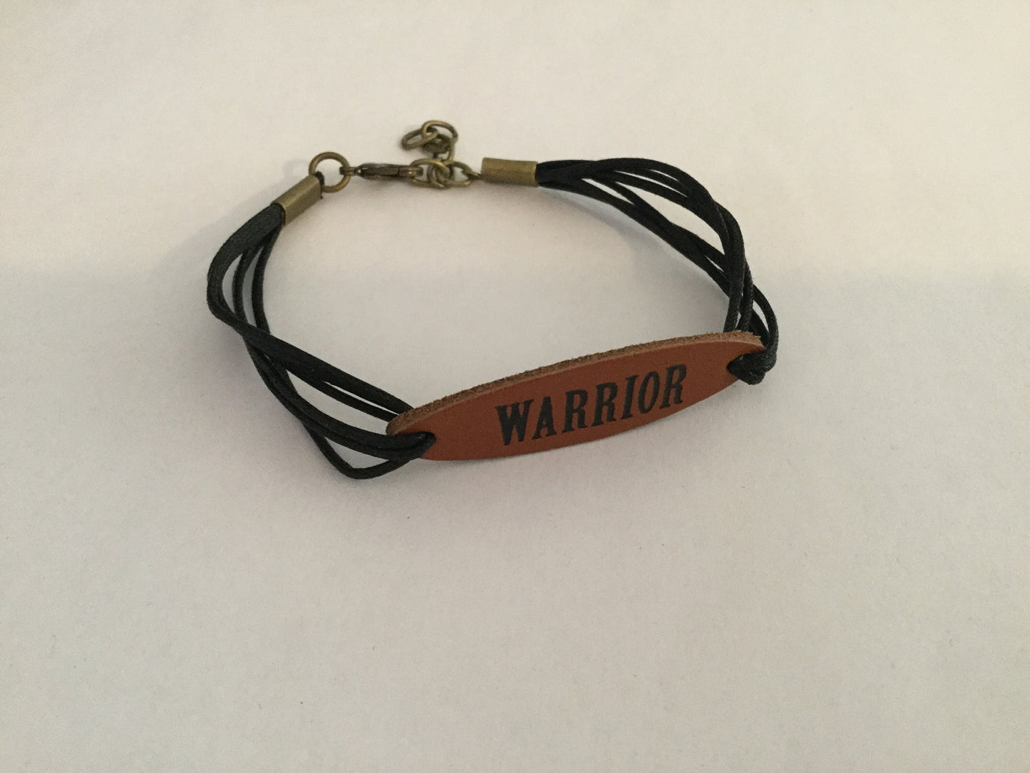 Warrior, Leather, Black Hemp Corded Inspirational Bracelet
