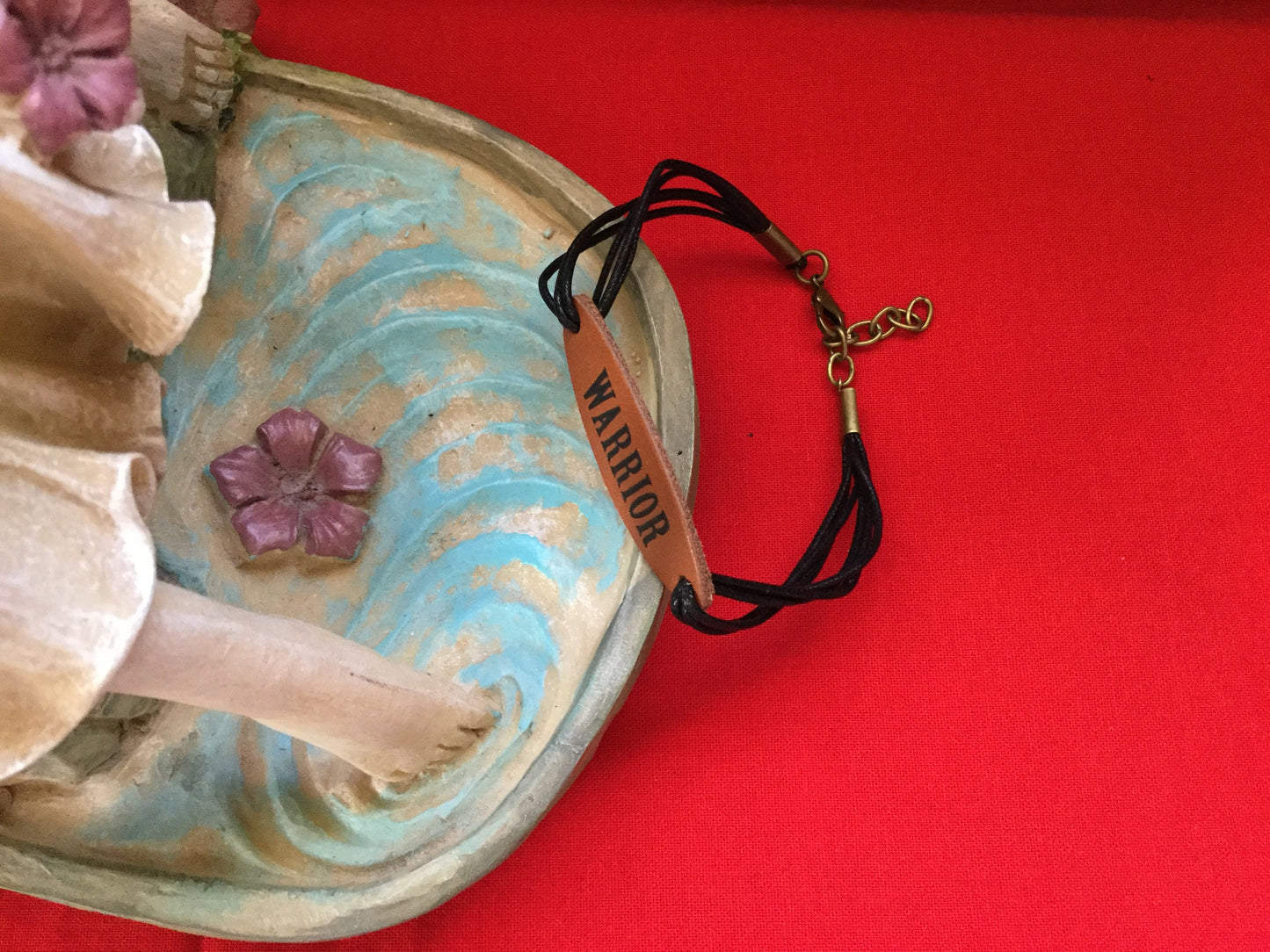 Warrior, Leather, Black Hemp Corded Inspirational Bracelet