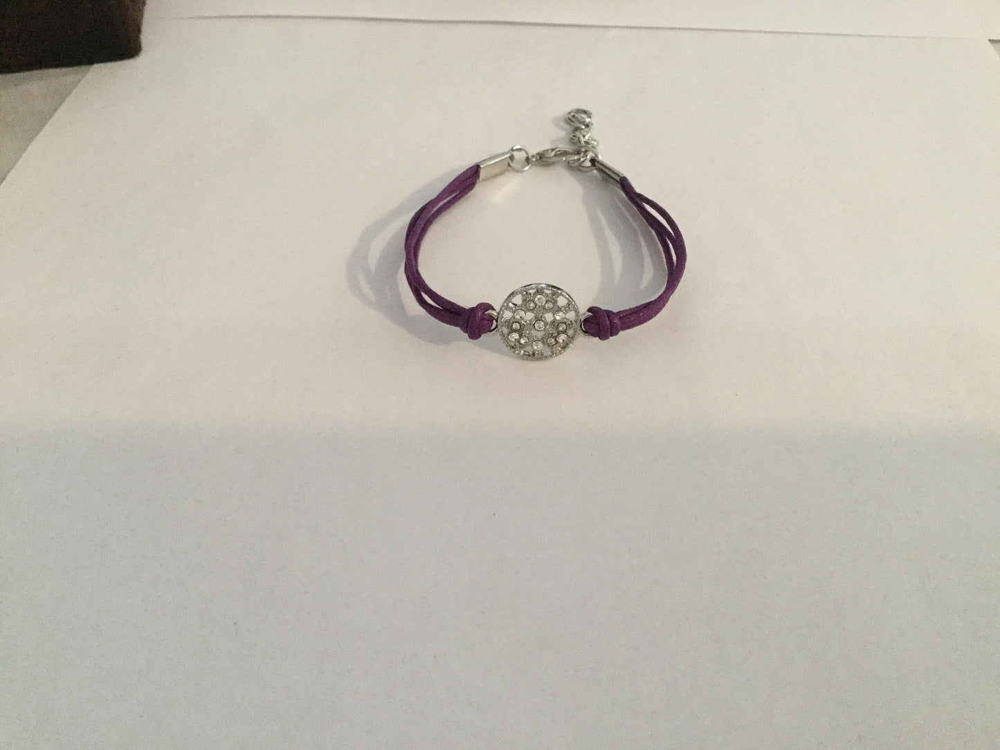 Pendant, Silver w/Purple Hemp Inspirational Quoted Bracelet.