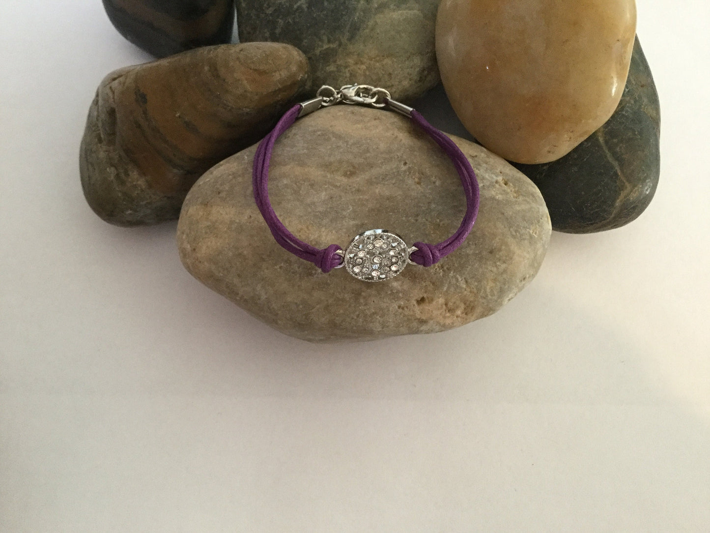 Pendant, Silver w/Purple Hemp Inspirational Quoted Bracelet.