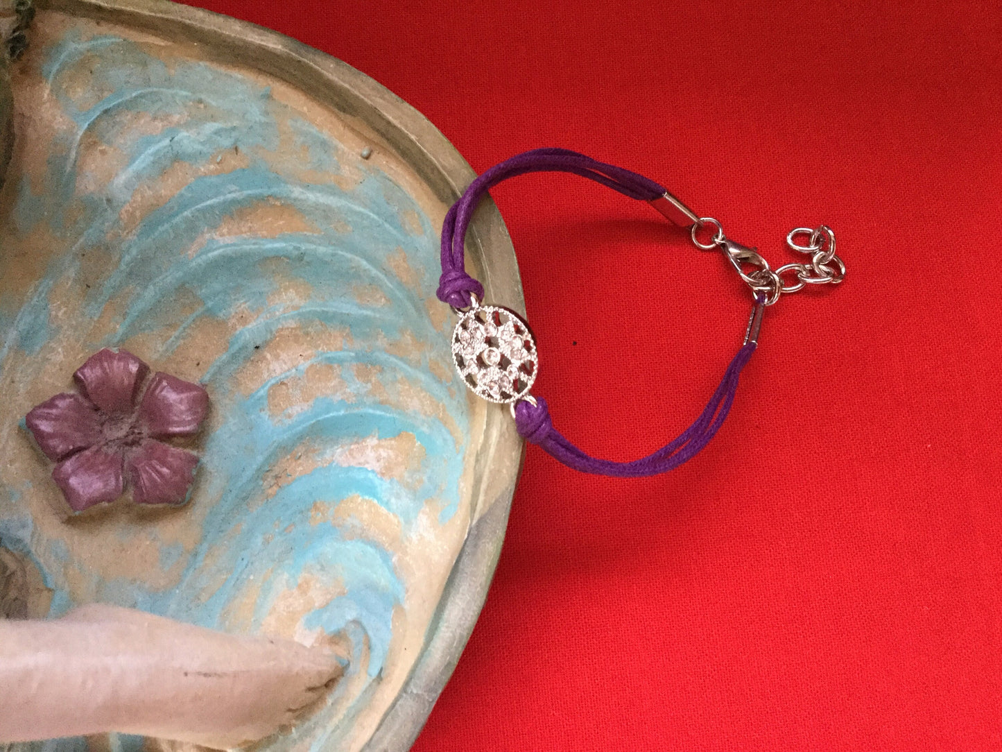 Pendant, Silver w/Purple Hemp Inspirational Quoted Bracelet.