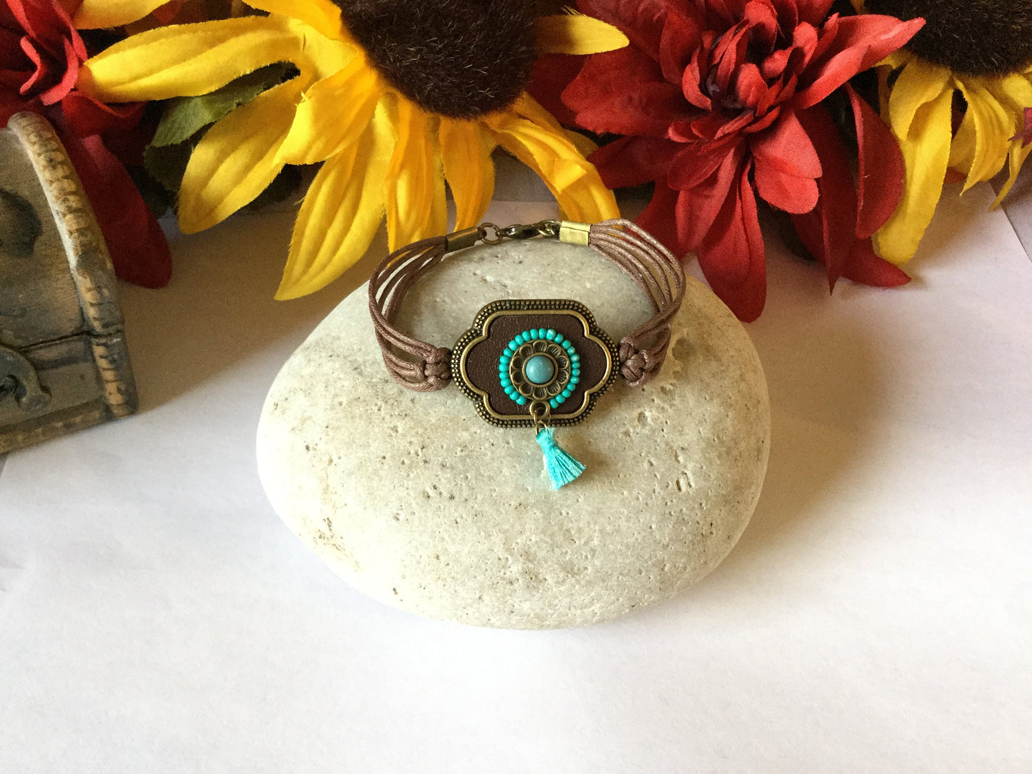 Royal Antique Plated, Leather, Brown Hemp Corded Inspirational Bracelet