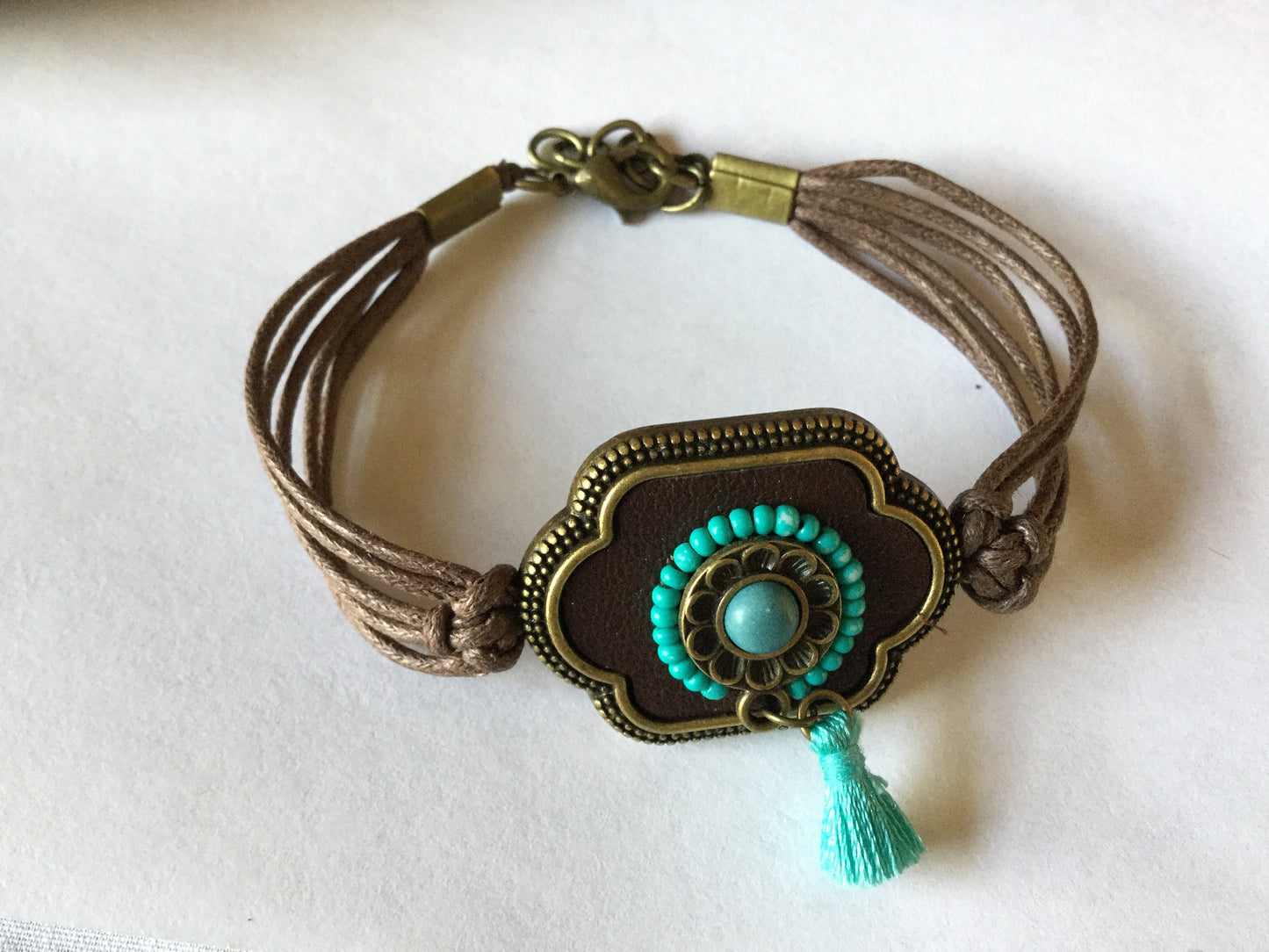 Royal Antique Plated, Leather, Brown Hemp Corded Inspirational Bracelet