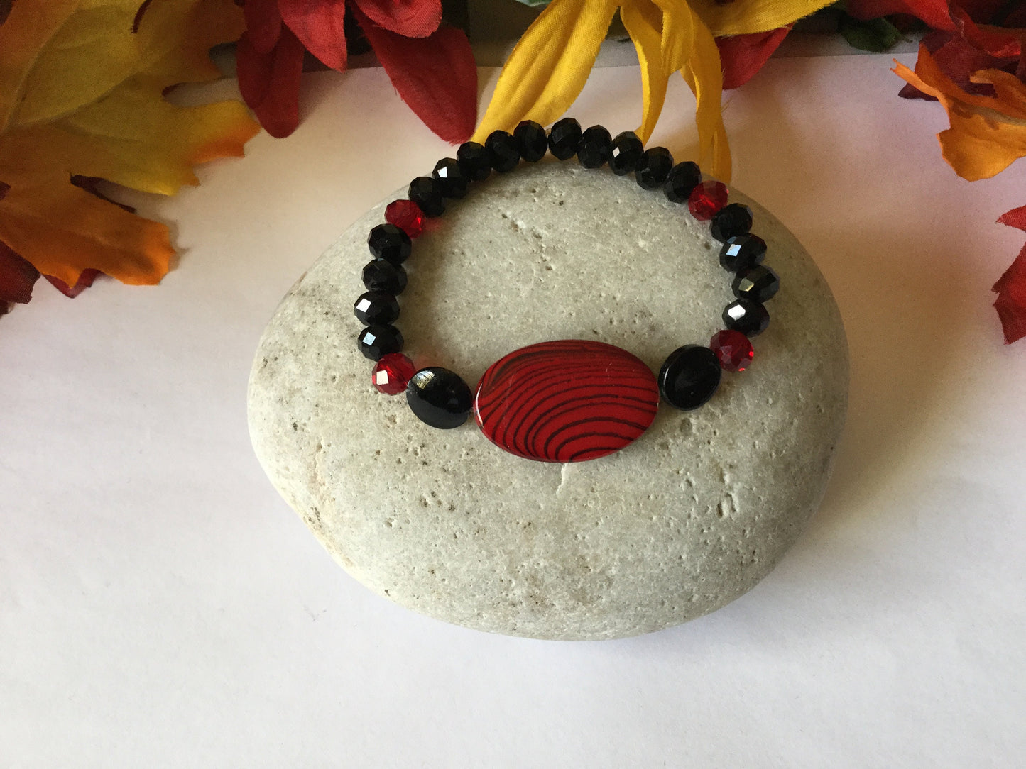 Red & Black Passion Bracelet w/Earrings