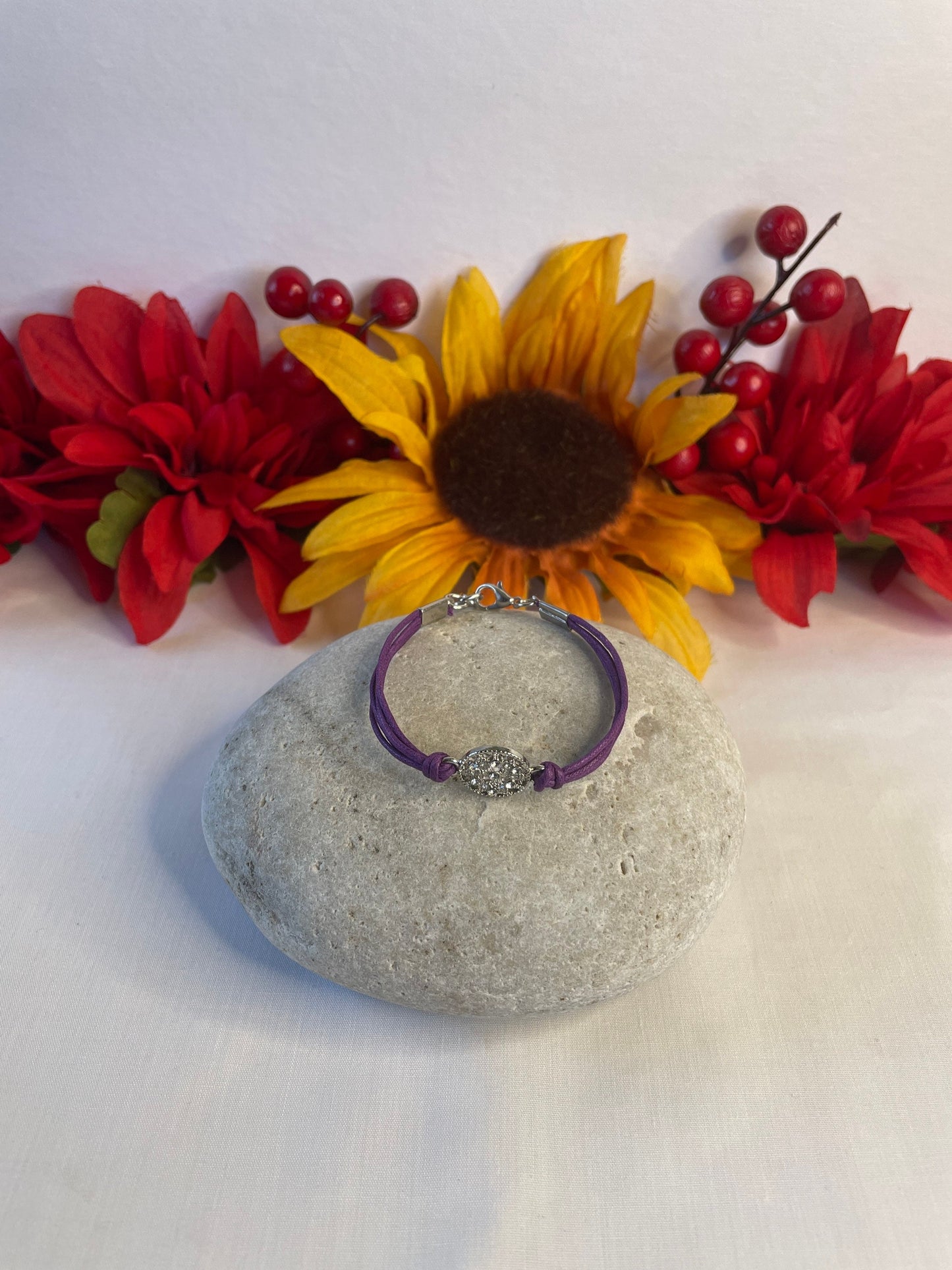 Pendant, Silver w/Purple Hemp Inspirational Quoted Bracelet.
