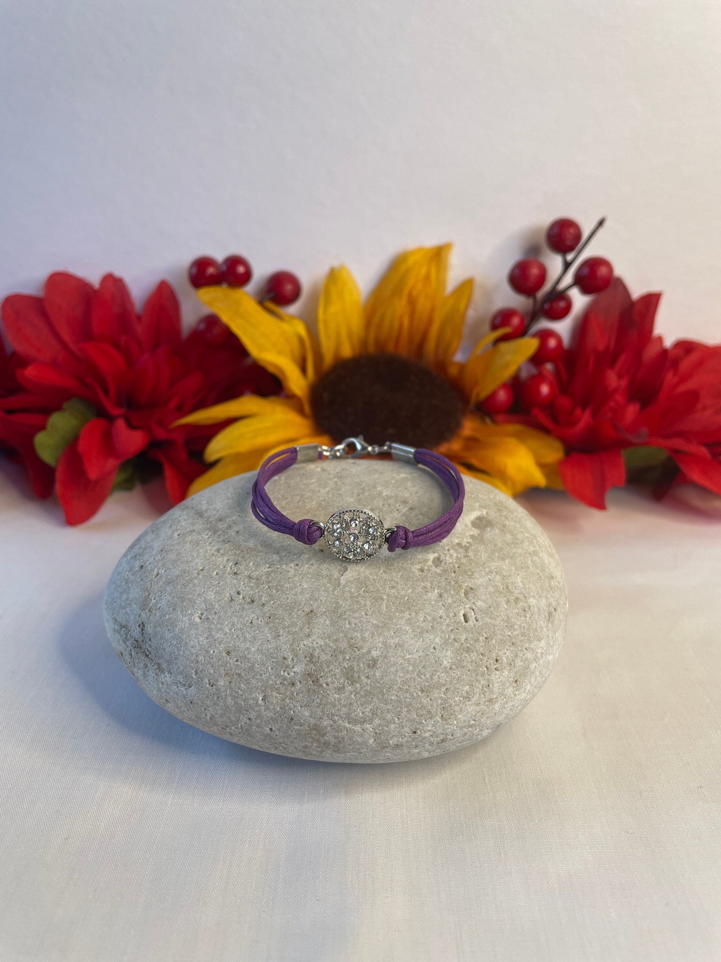 Pendant, Silver w/Purple Hemp Inspirational Quoted Bracelet.