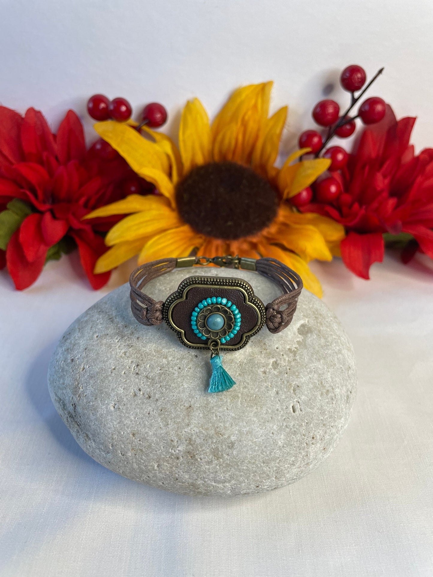 Royal Antique Plated, Leather, Brown Hemp Corded Inspirational Bracelet
