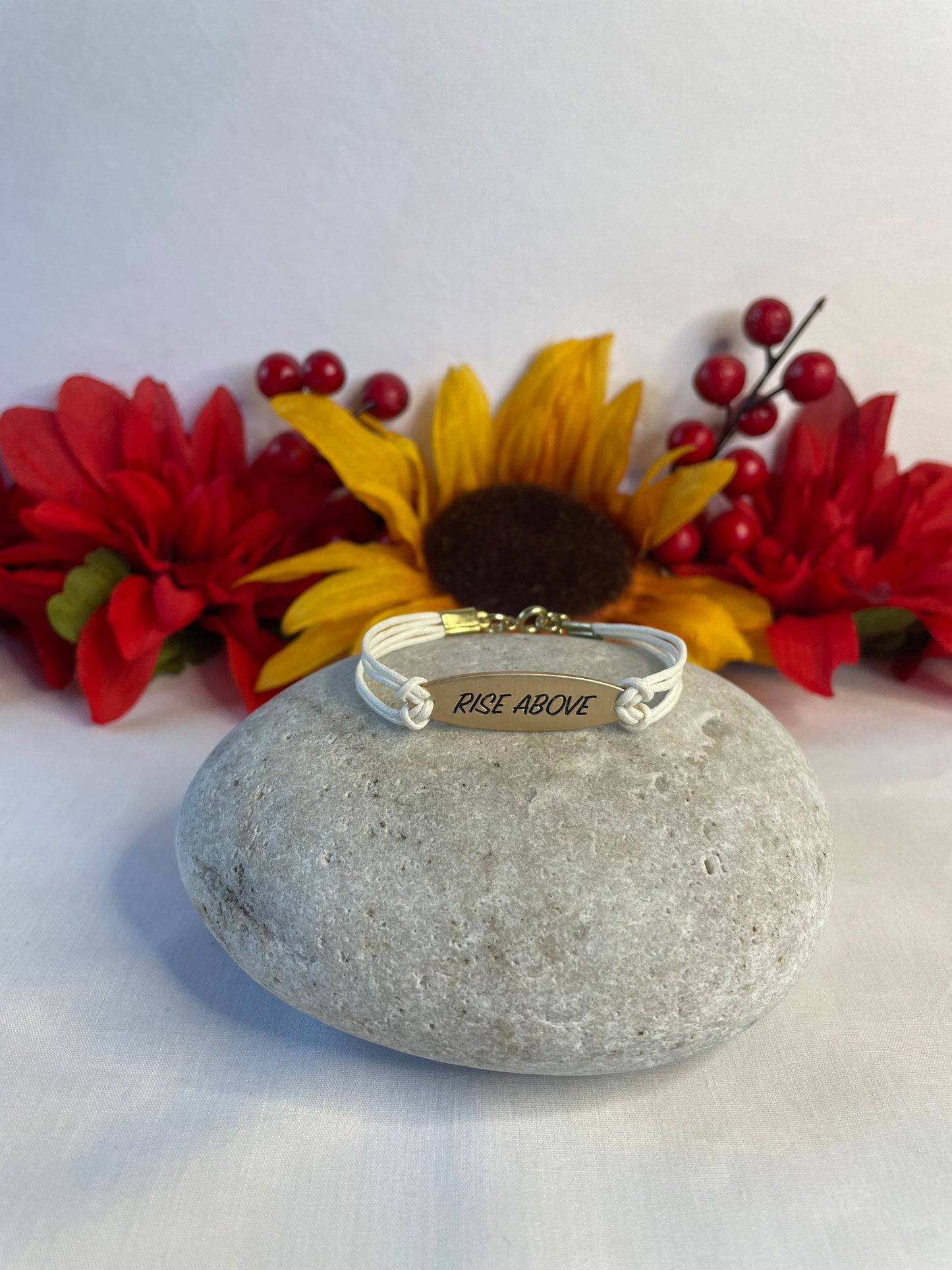 Rise Above, Antique Metal Inspirational Quoted Bracelet.