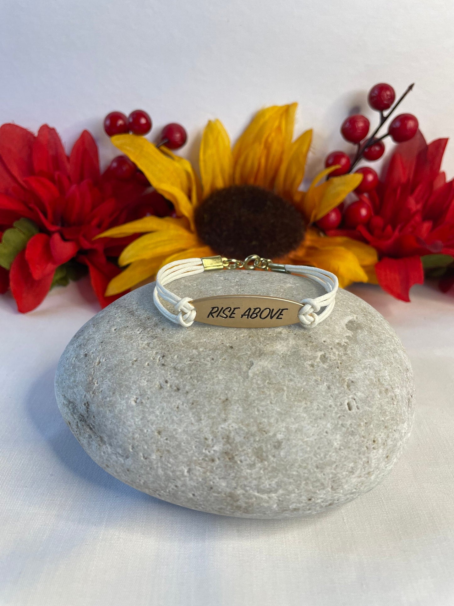 Rise Above, Antique Metal Inspirational Quoted Bracelet.