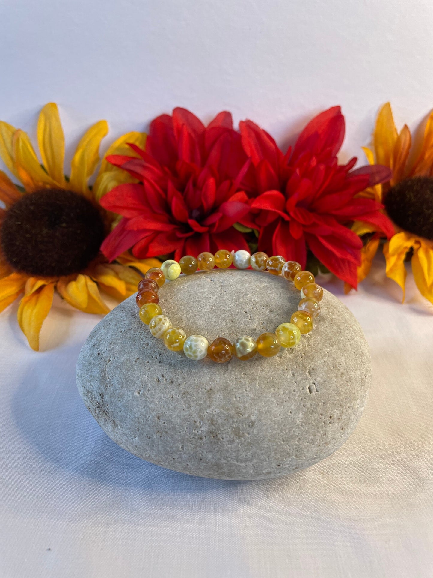 Agate Fire Yellow Stone, Healing Bracelet.