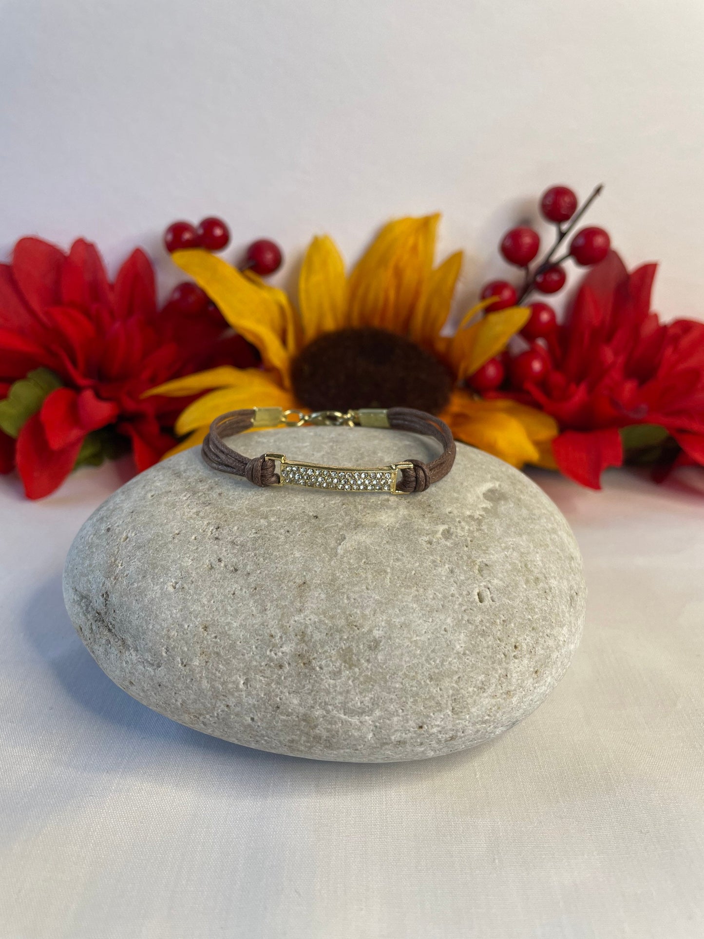 Buckle, Brown Hemp, Gold Metal Inspirational Bracelet.