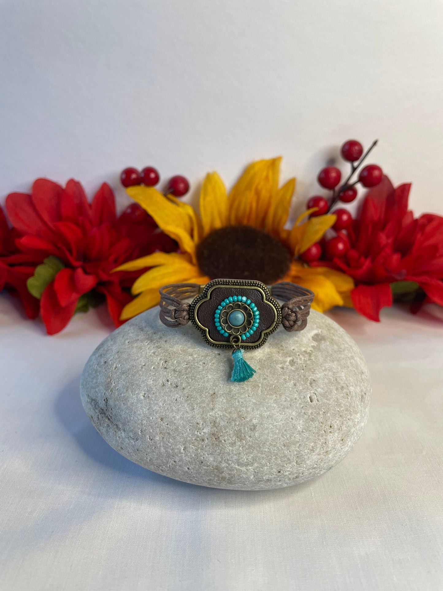 Royal Antique Plated, Leather, Brown Hemp Corded Inspirational Bracelet