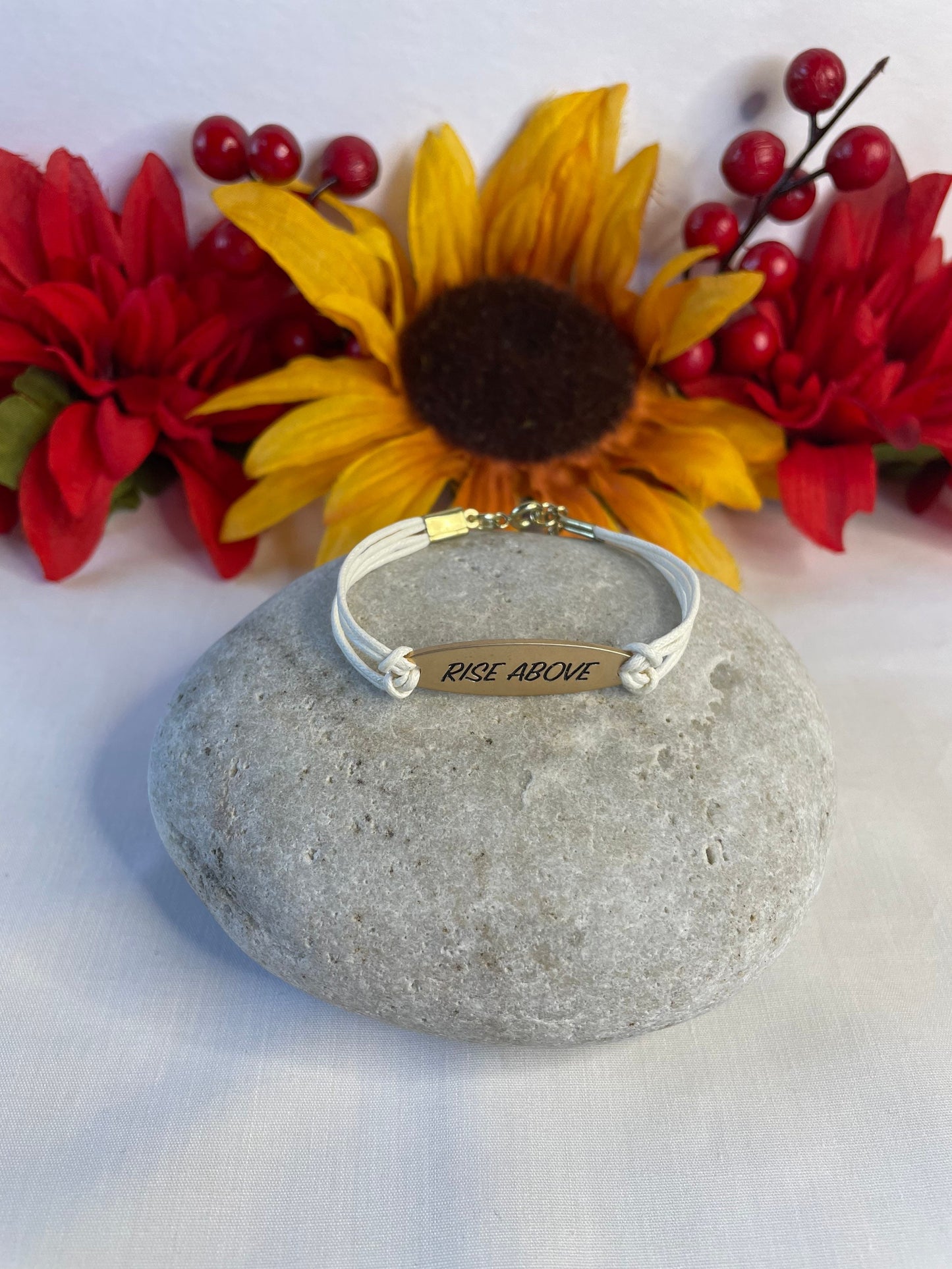 Rise Above, Antique Metal Inspirational Quoted Bracelet.